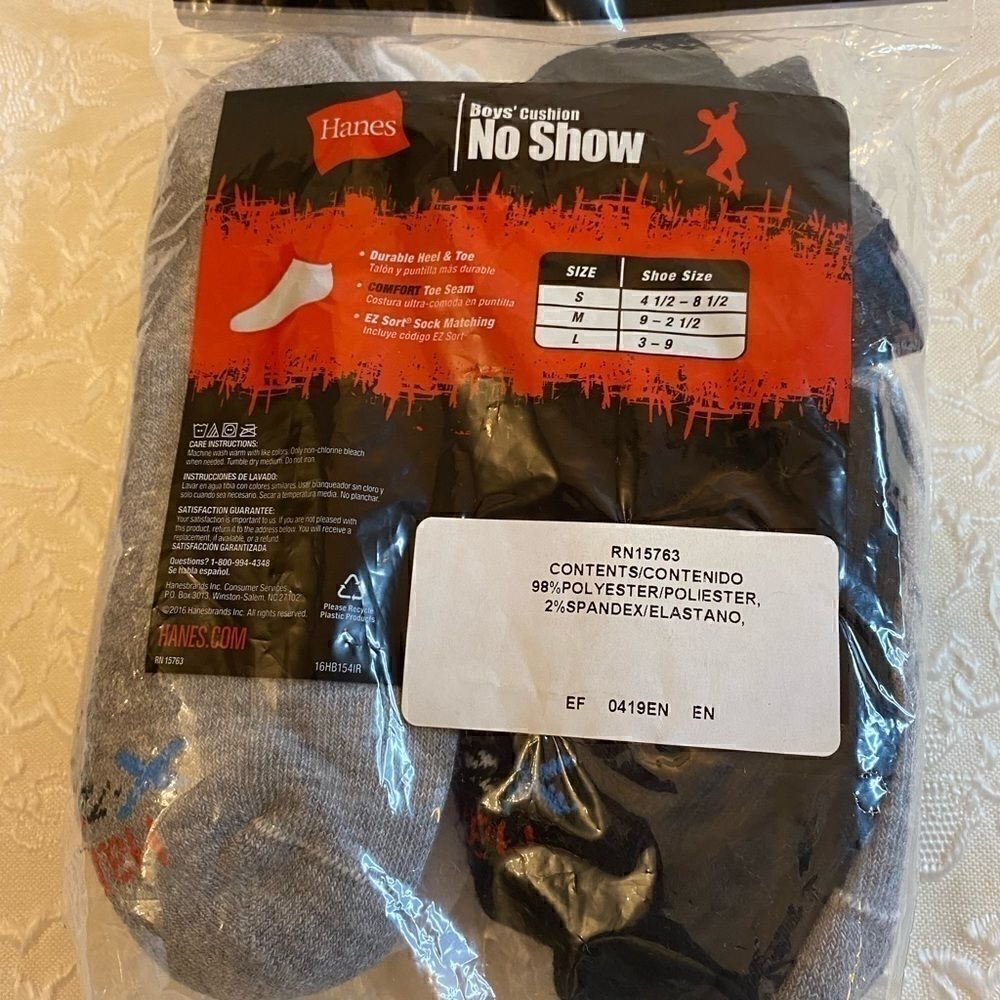 💥Boys Hanes  2 6 Pk Cushion No Show Socks 3-9 - Picture 5 of 6